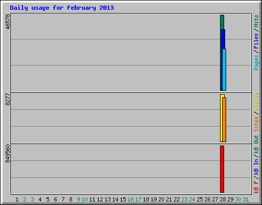 Daily usage for February 2013